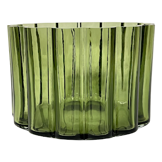 Jens Quistgaard for Dansk Scalloped Green MCM Art Glass Vase