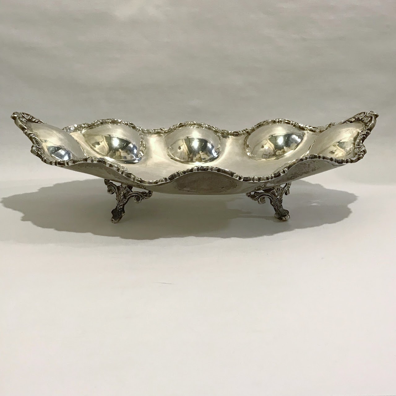 Sterling Silver Heavy Scalloped-Edge Footed Bowl