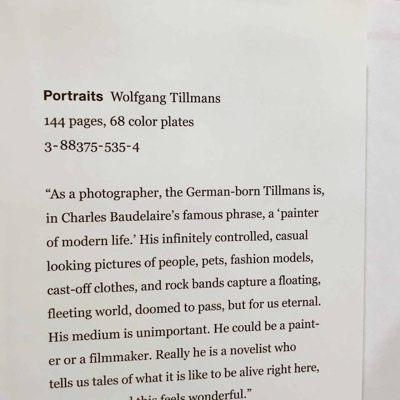 Portraits: Wolfgang Tillmans RARE Book