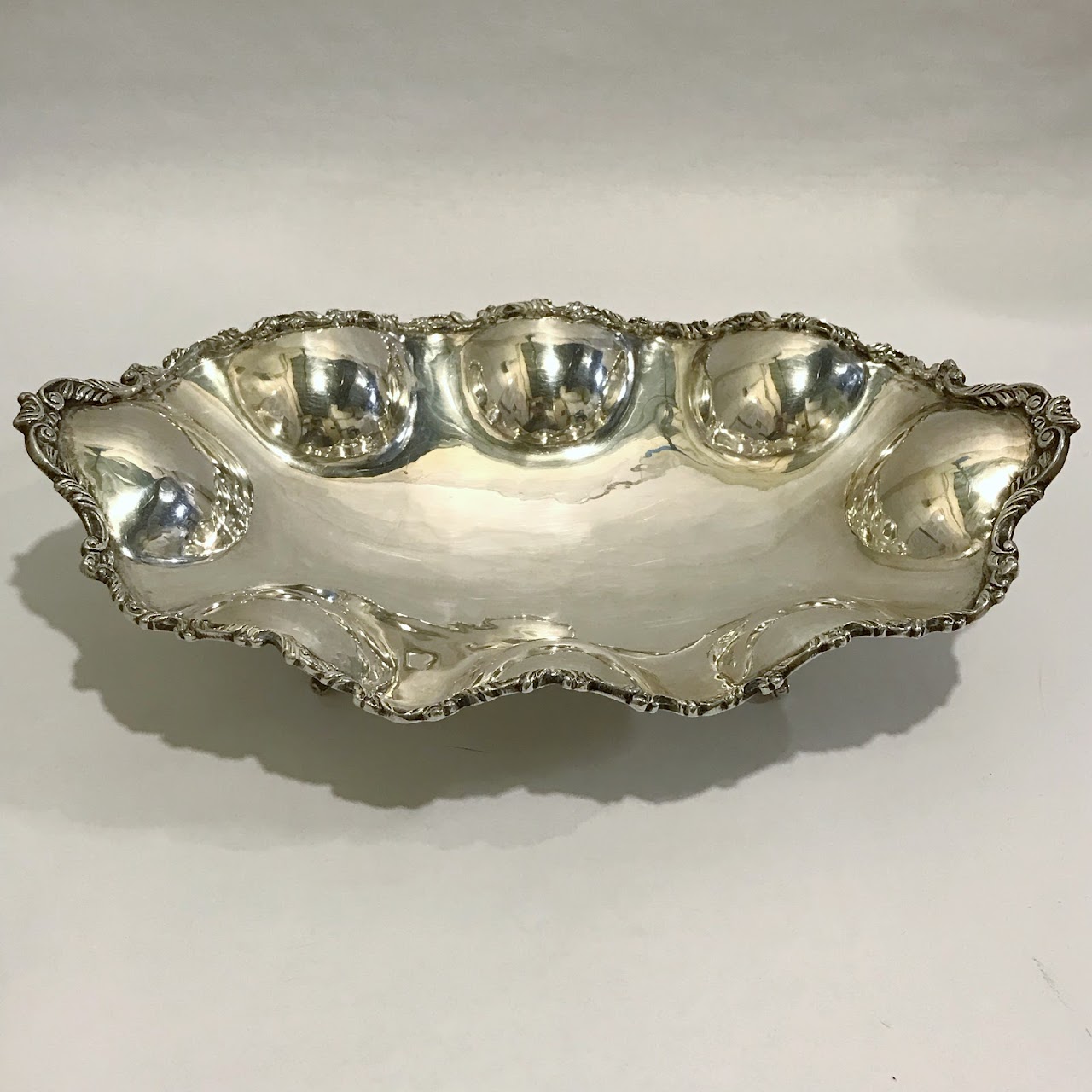 Sterling Silver Heavy Scalloped-Edge Footed Bowl