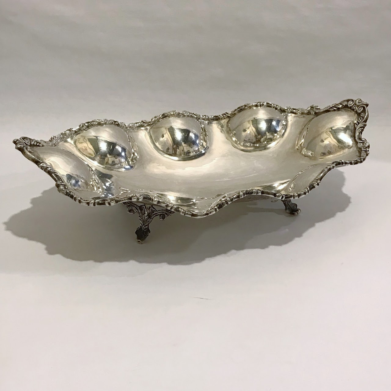 Sterling Silver Heavy Scalloped-Edge Footed Bowl