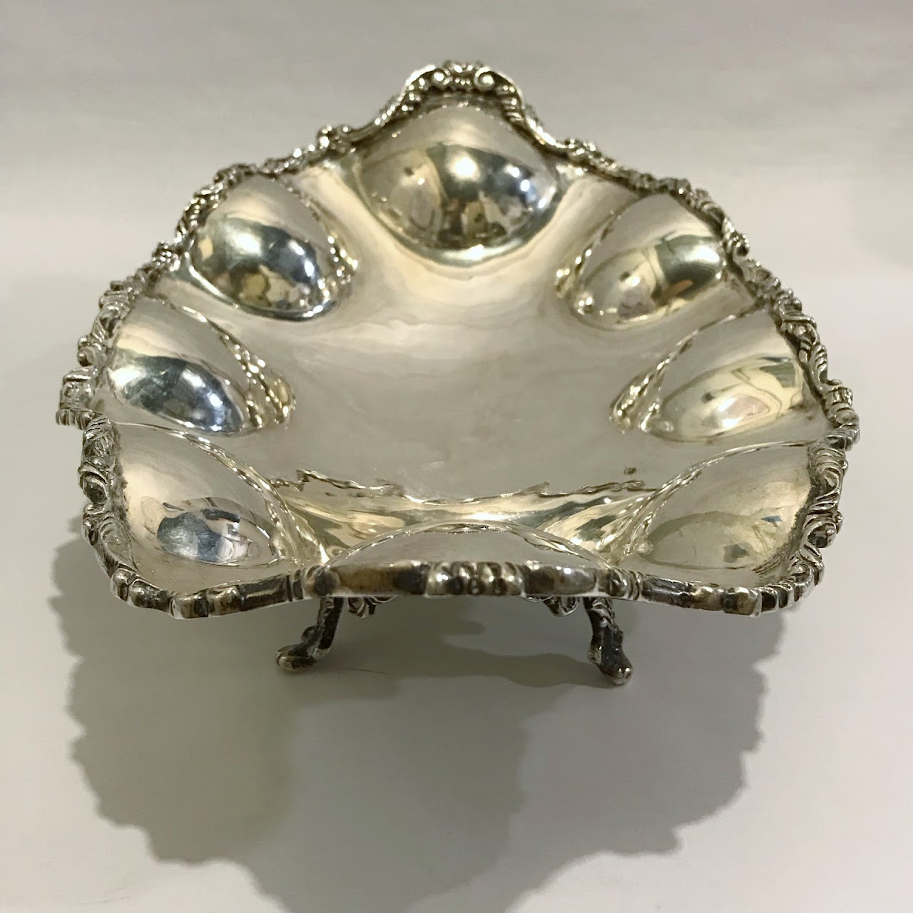 Sterling Silver Heavy Scalloped-Edge Footed Bowl