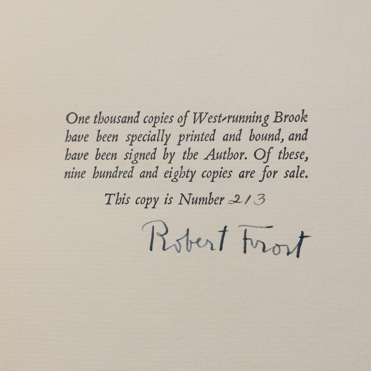 Robert Frost: West Running Brook Signed Edition