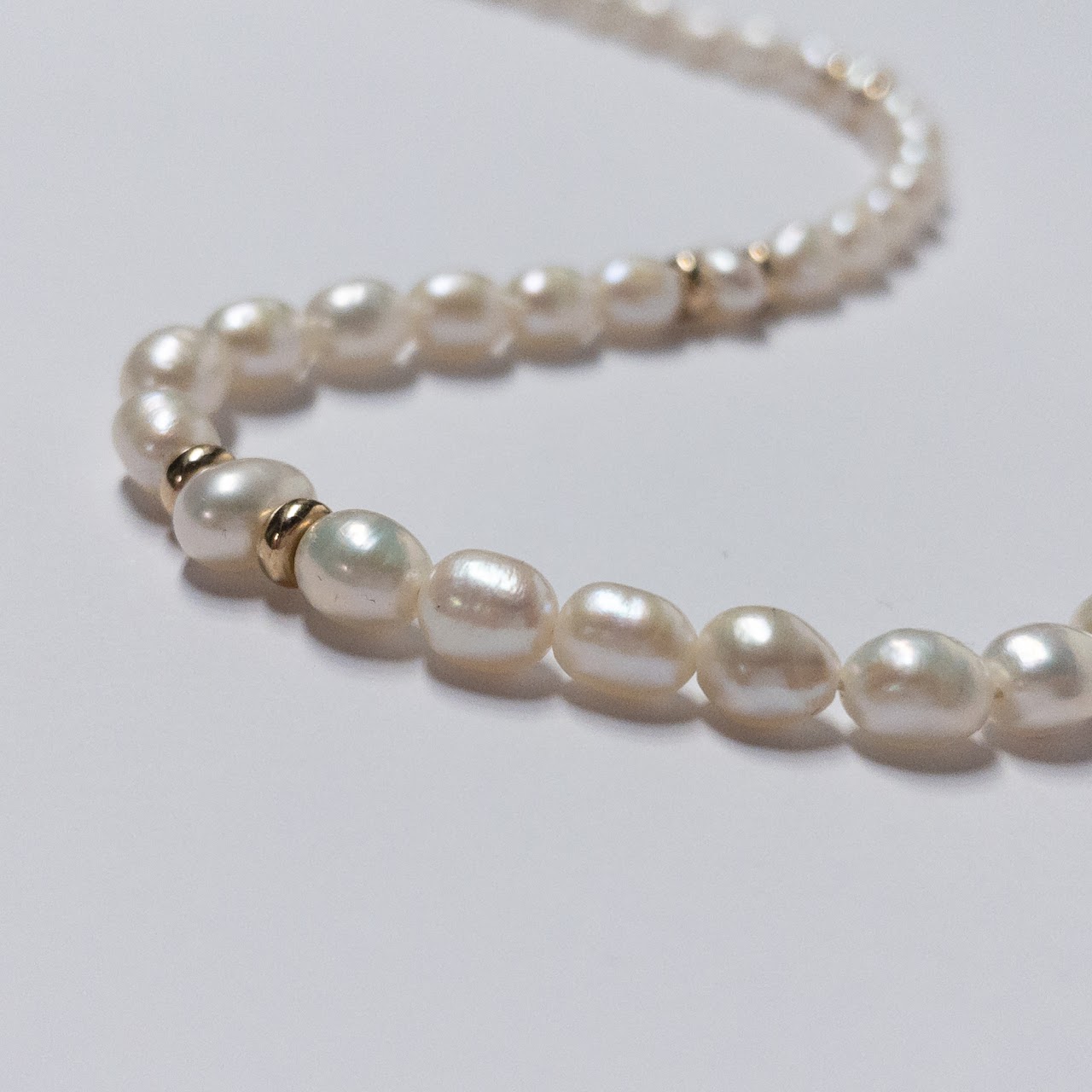 10K Gold & Pearl Strand Choker Necklace