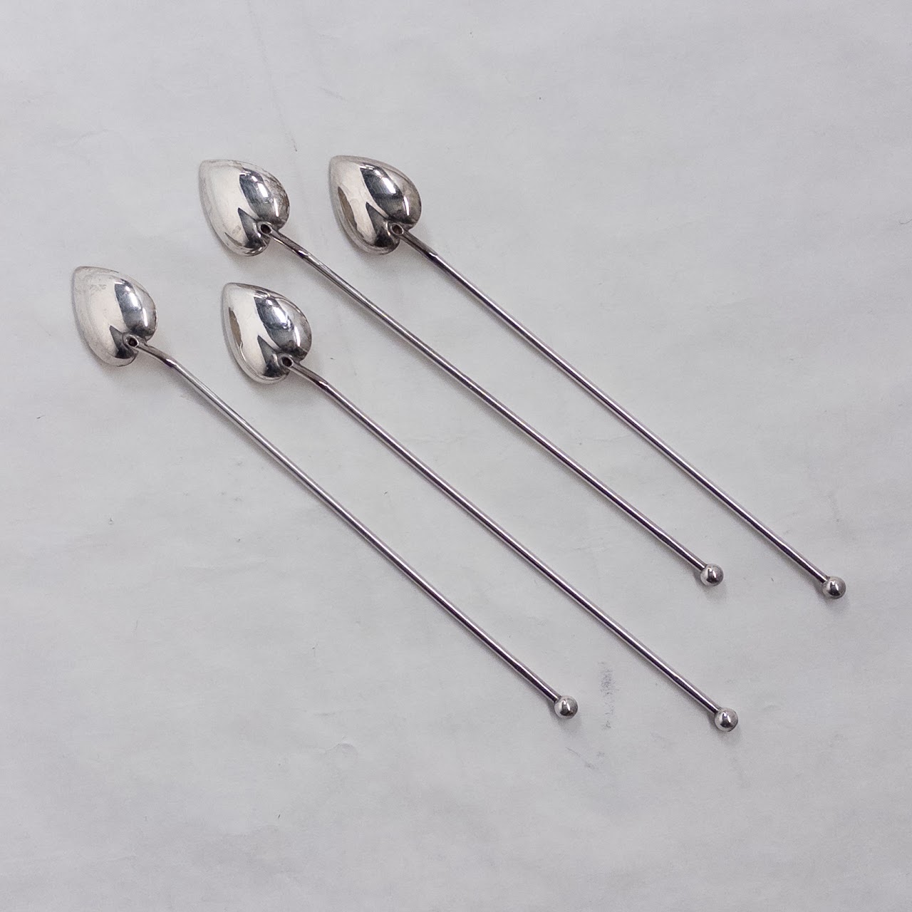 Sterling Silver Iced Tea Straw Spoon Quartet