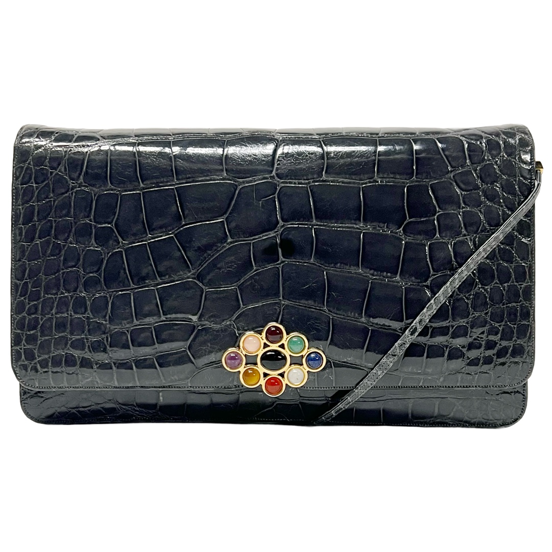 Judith Leiber Crocodile Pattern Leather Shoulder Bag