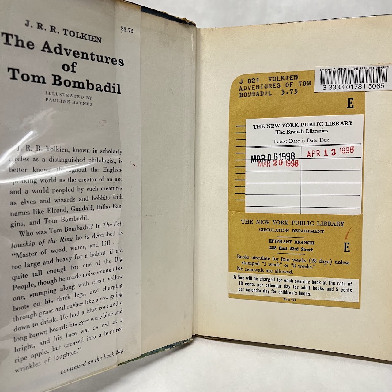 J.R.R. Tolkien 'The Adventures of Tom Bombadil' First American Edition