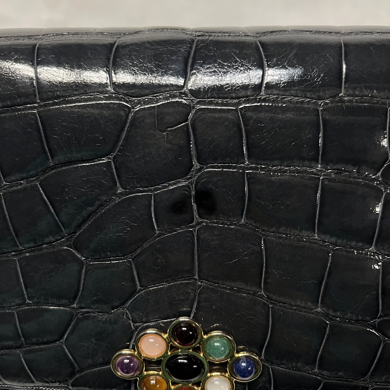 Judith Leiber Crocodile Pattern Leather Shoulder Bag