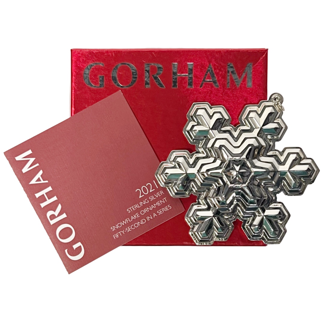 Sterling Silver Gorham 2021&2022 Snowflake Ornament Pair