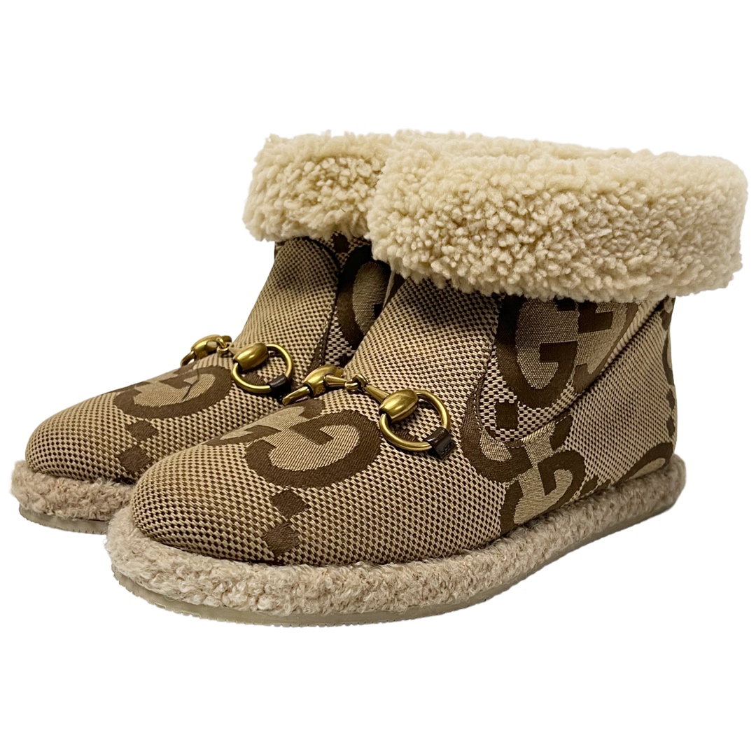 Gucci Fria GG Logo Shearling Boots