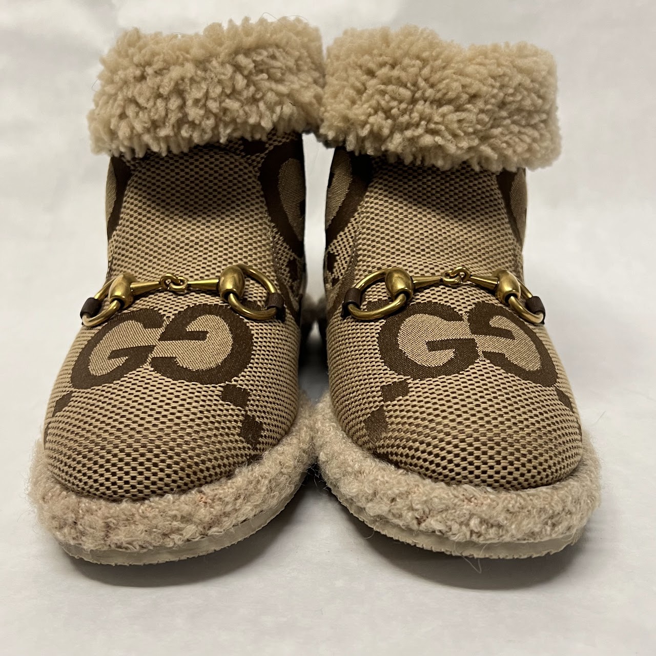 Gucci Fria GG Logo Shearling Boots