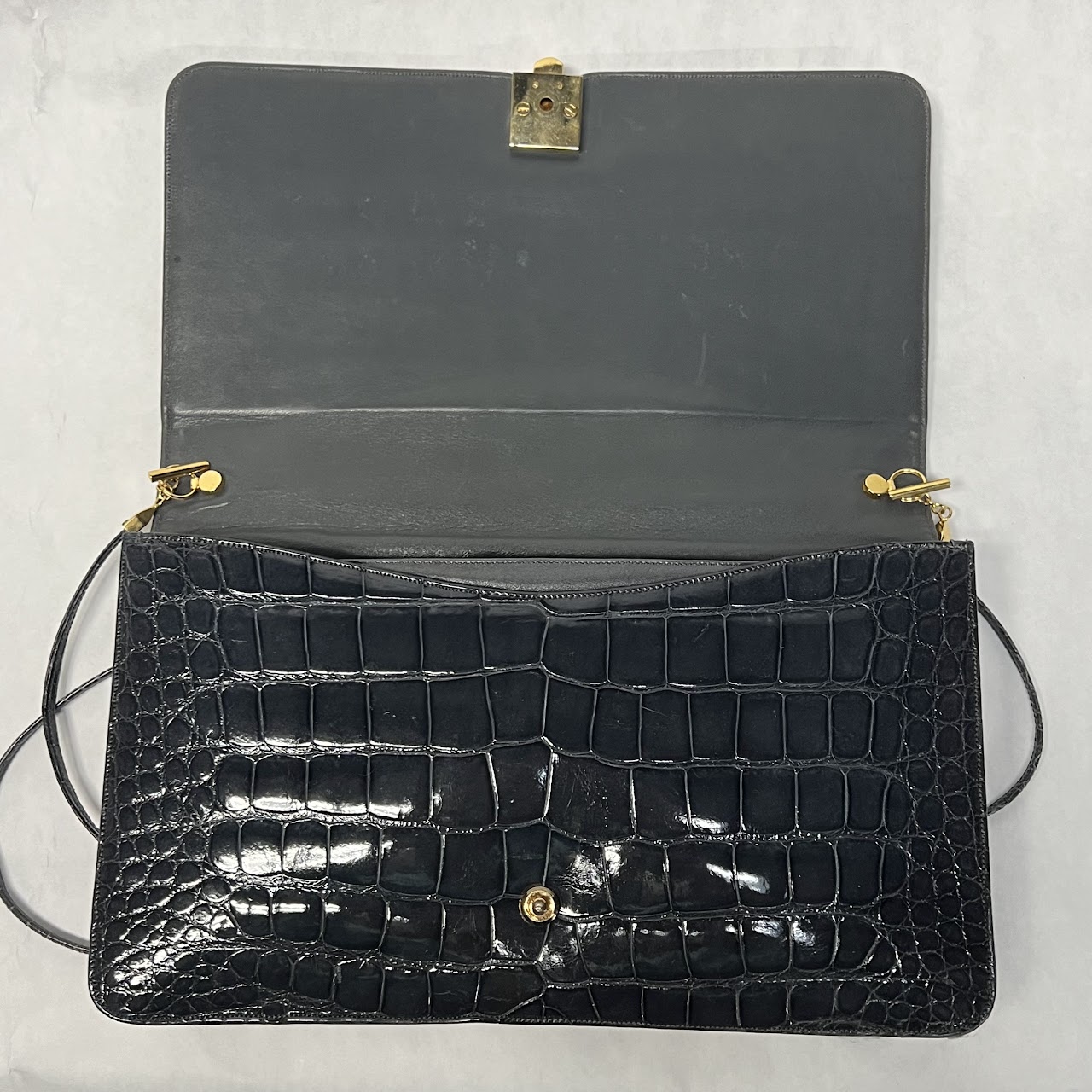 Judith Leiber Crocodile Pattern Leather Shoulder Bag