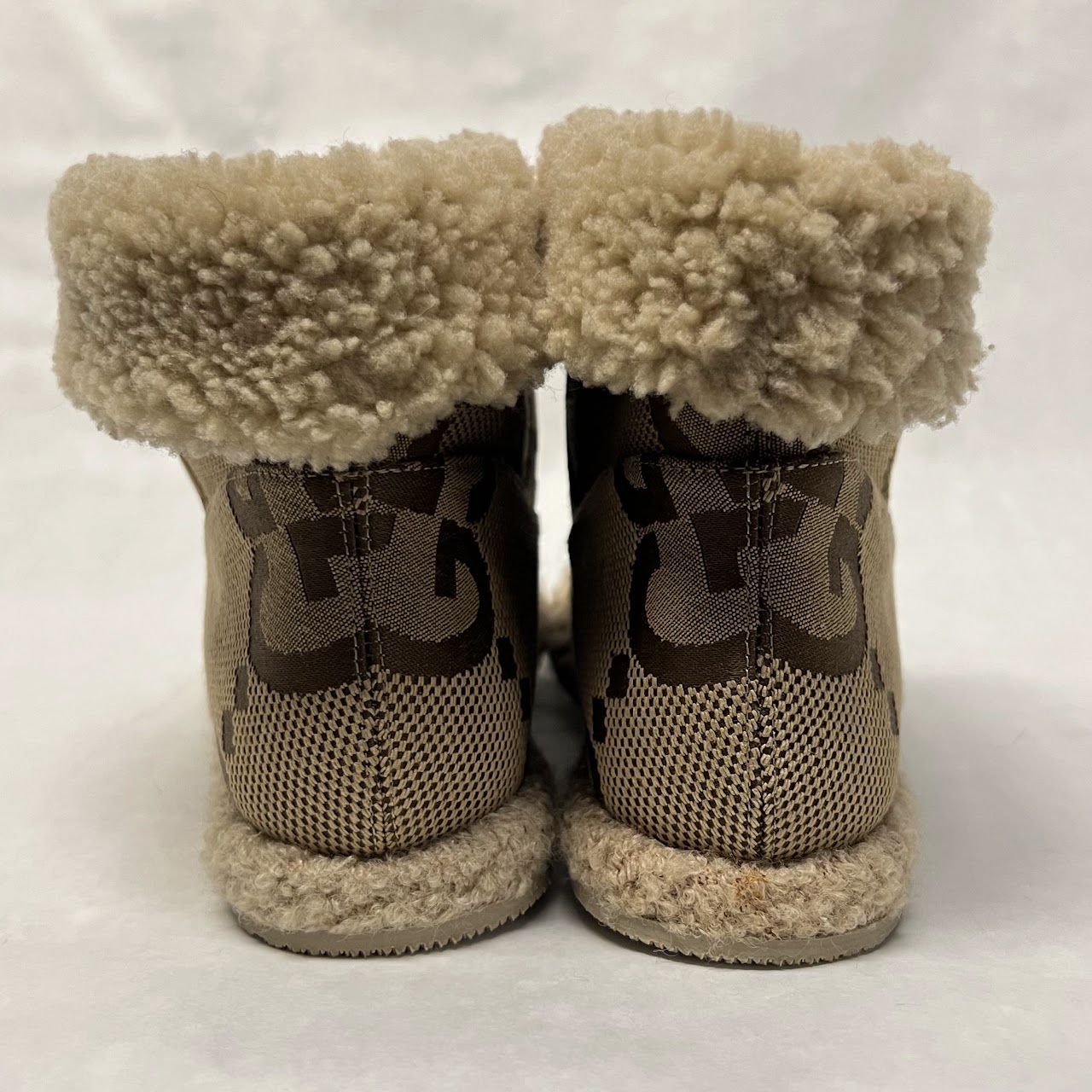 Gucci Fria GG Logo Shearling Boots