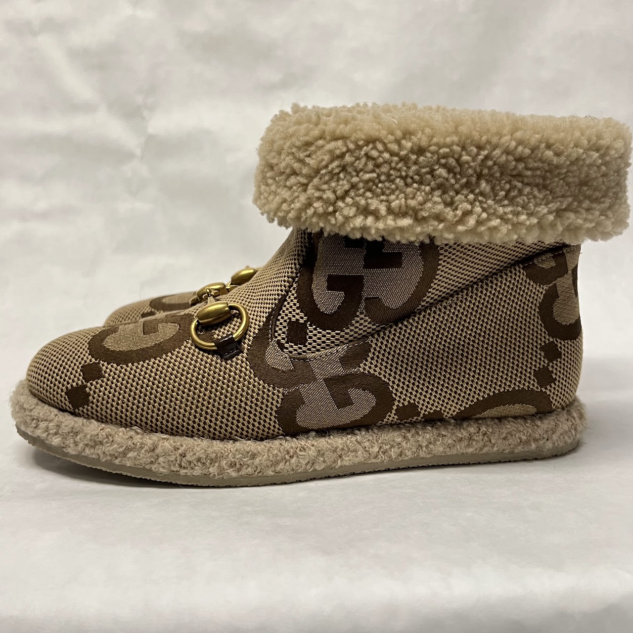 Gucci Fria GG Logo Shearling Boots