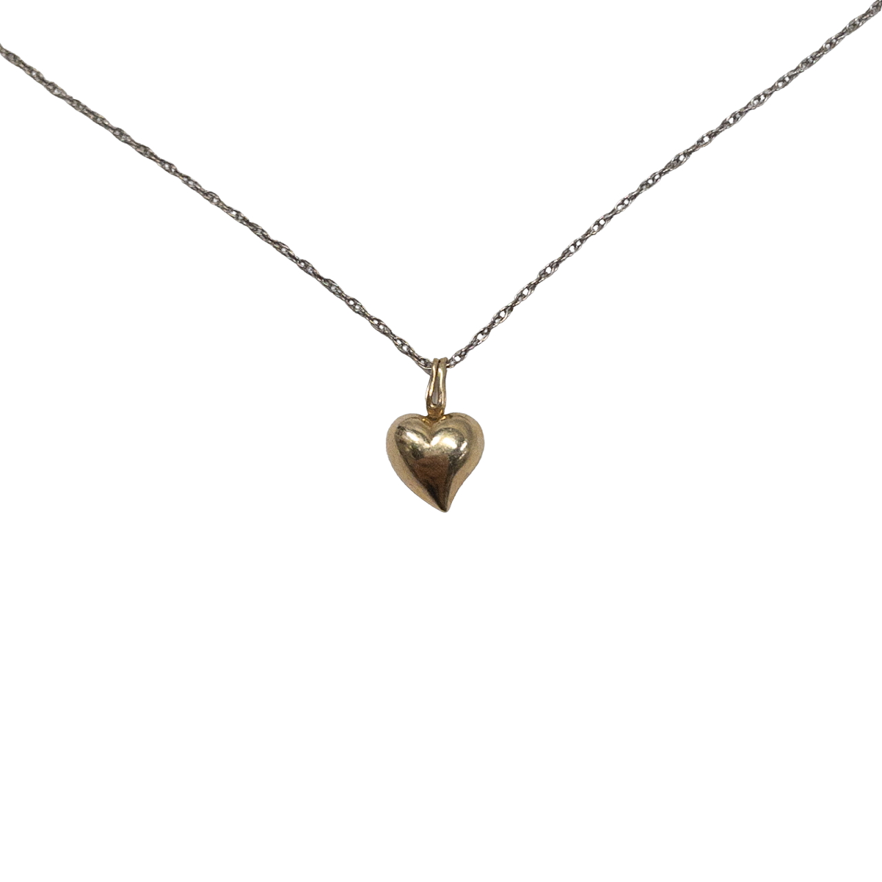 14K White & Yellow Gold Heart Pendant Necklace