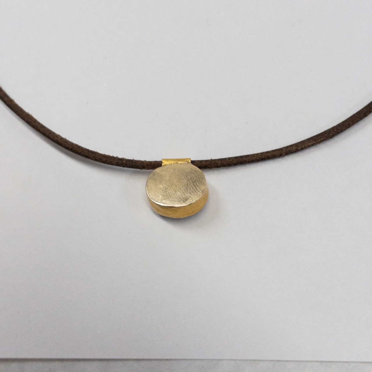 18K Gold, Moonstone & Leather Choker