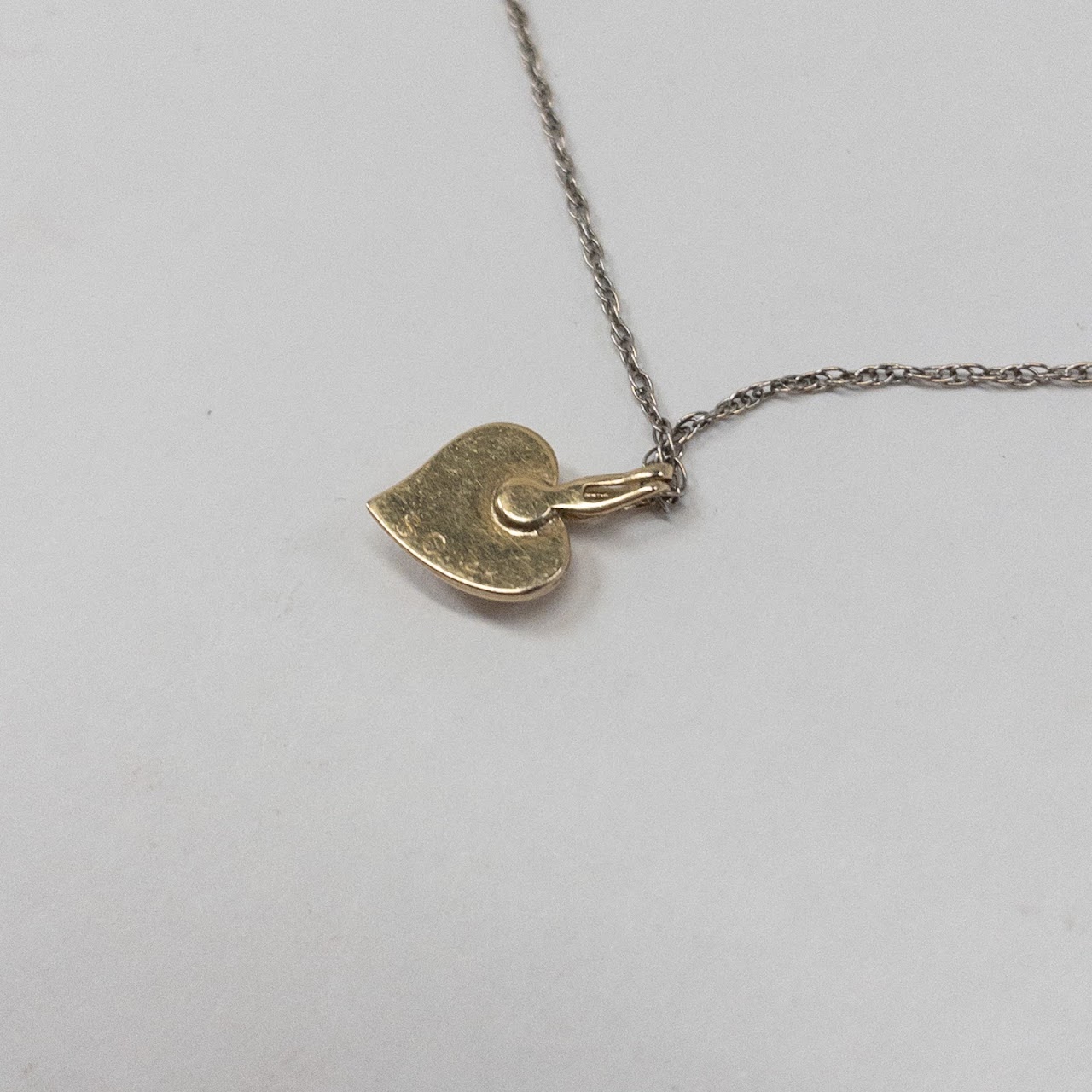 14K White & Yellow Gold Heart Pendant Necklace