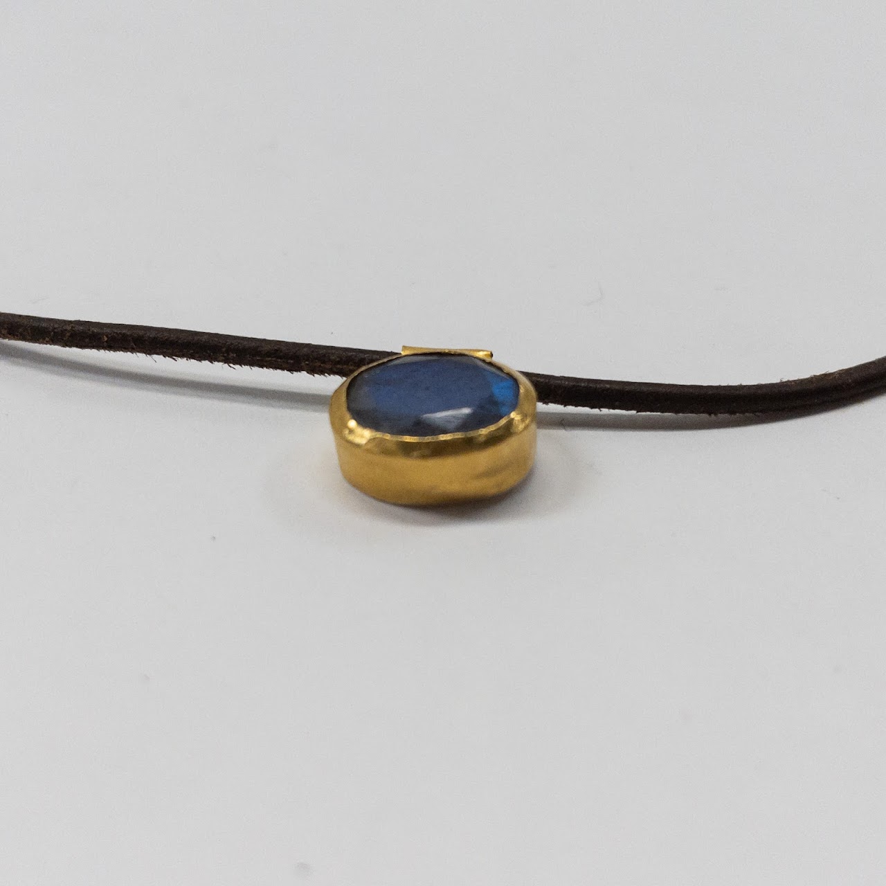 18K Gold, Moonstone & Leather Choker