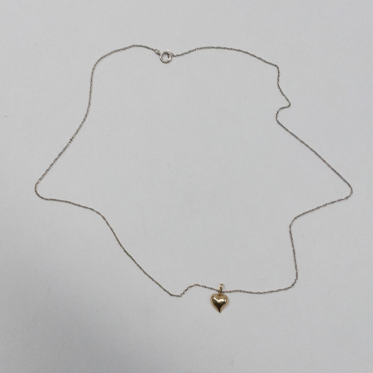 14K White & Yellow Gold Heart Pendant Necklace