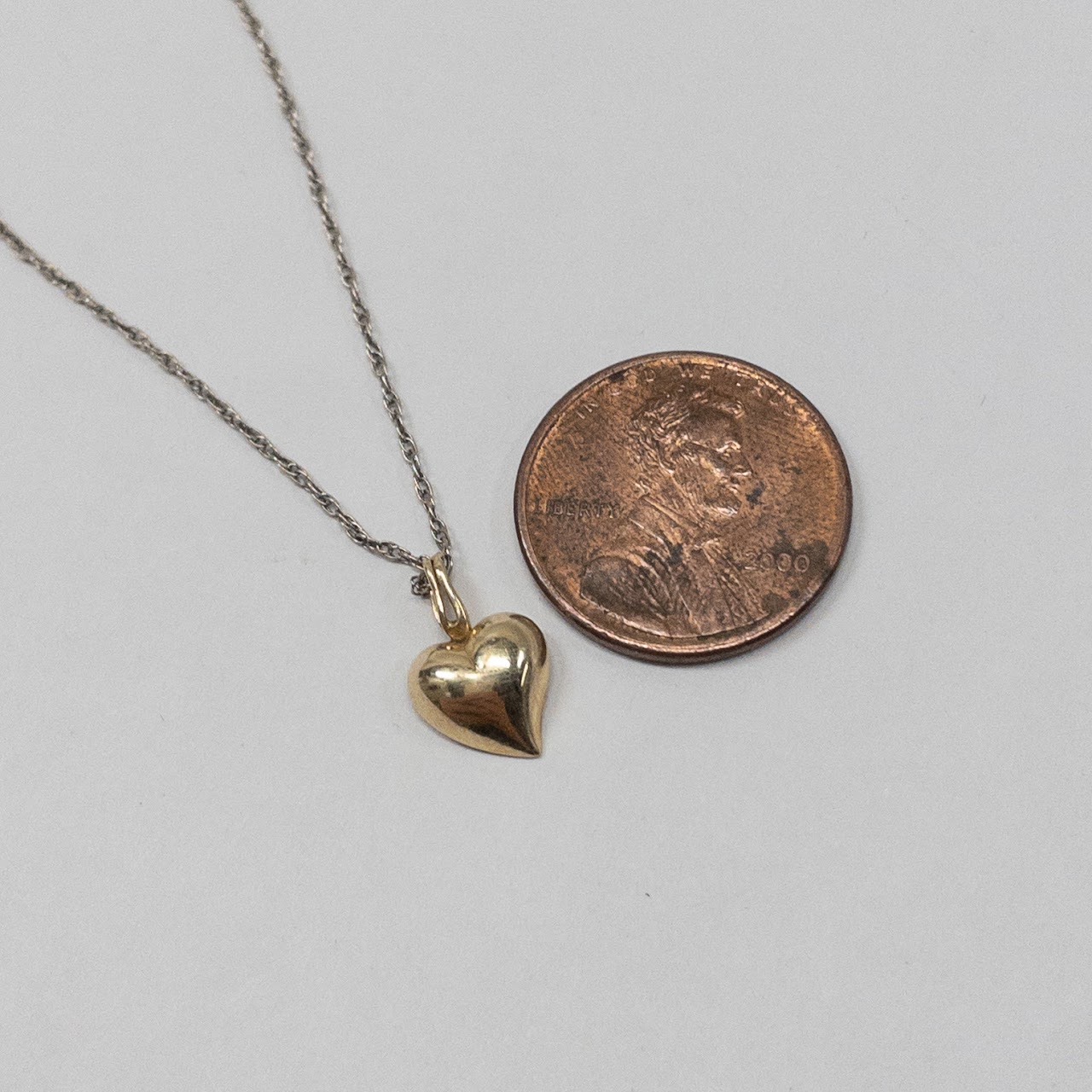 14K White & Yellow Gold Heart Pendant Necklace