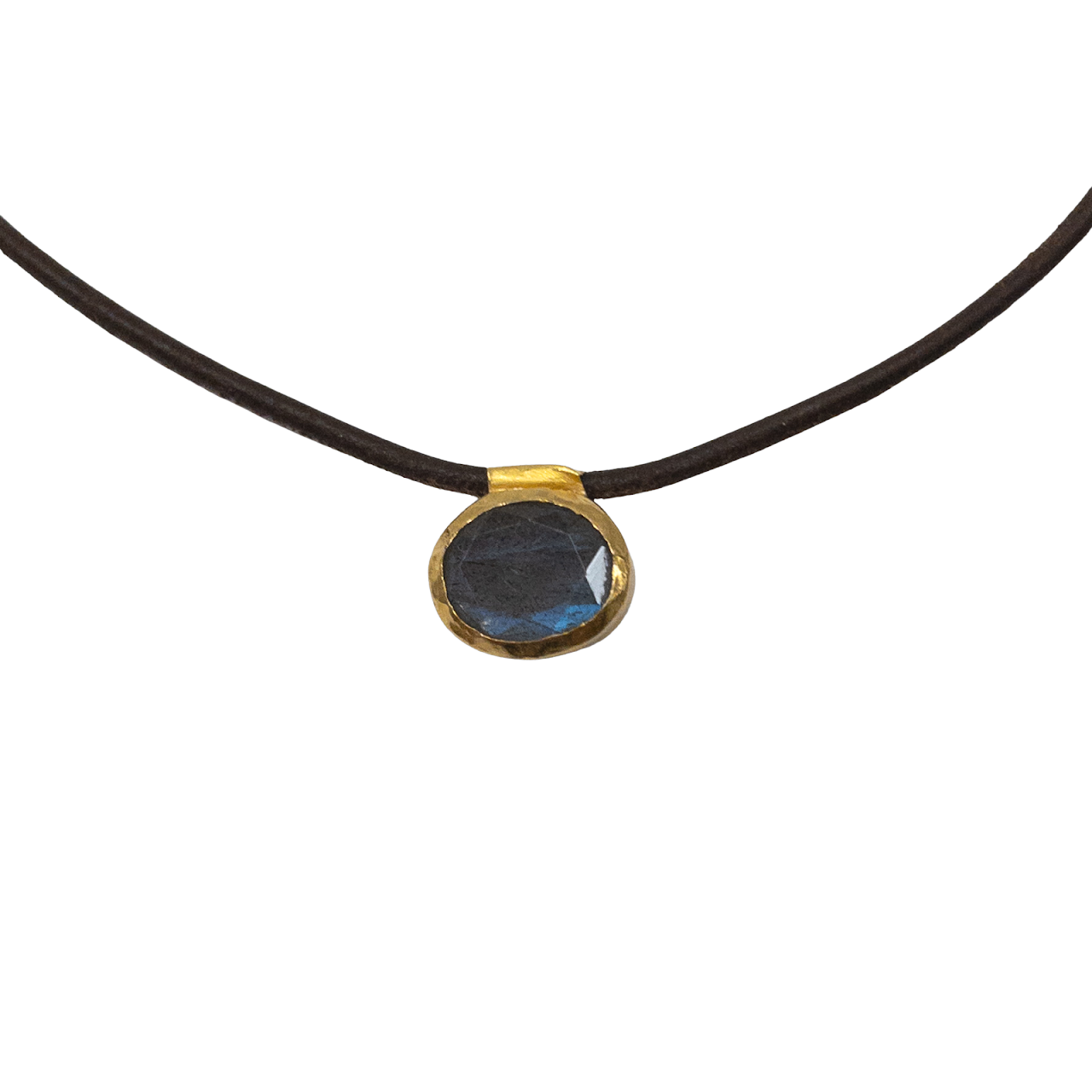 18K Gold, Moonstone & Leather Choker