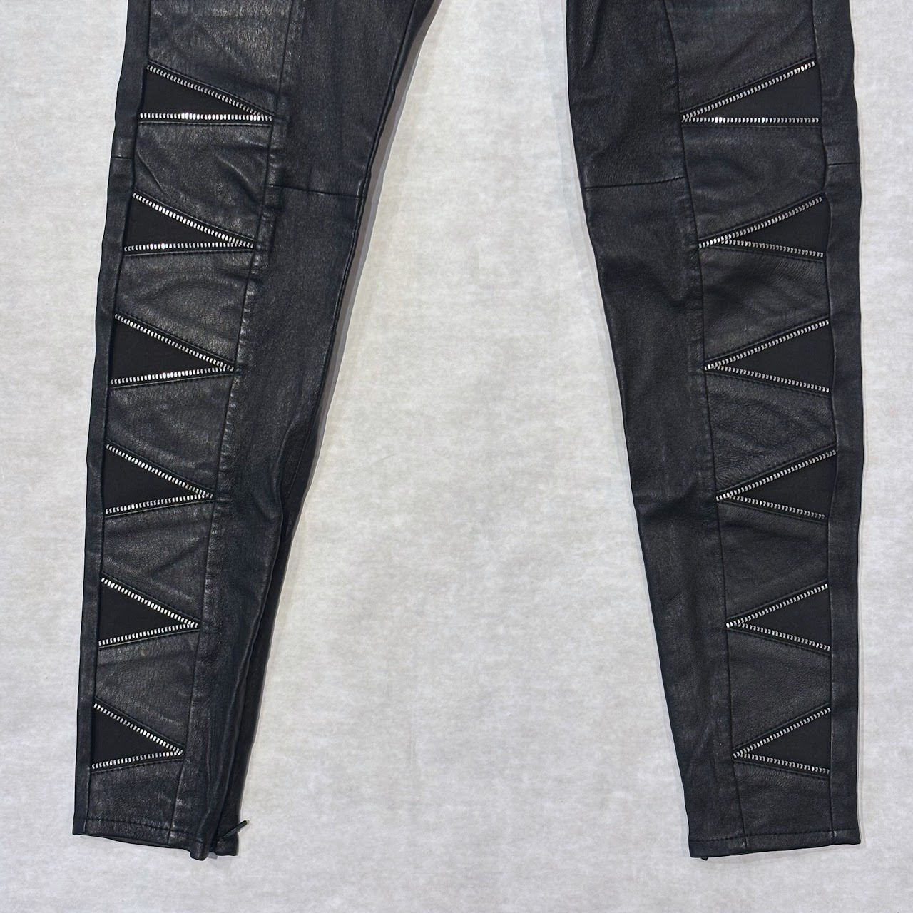 Saint Laurent Zig-Zag Zipper Leather Pants