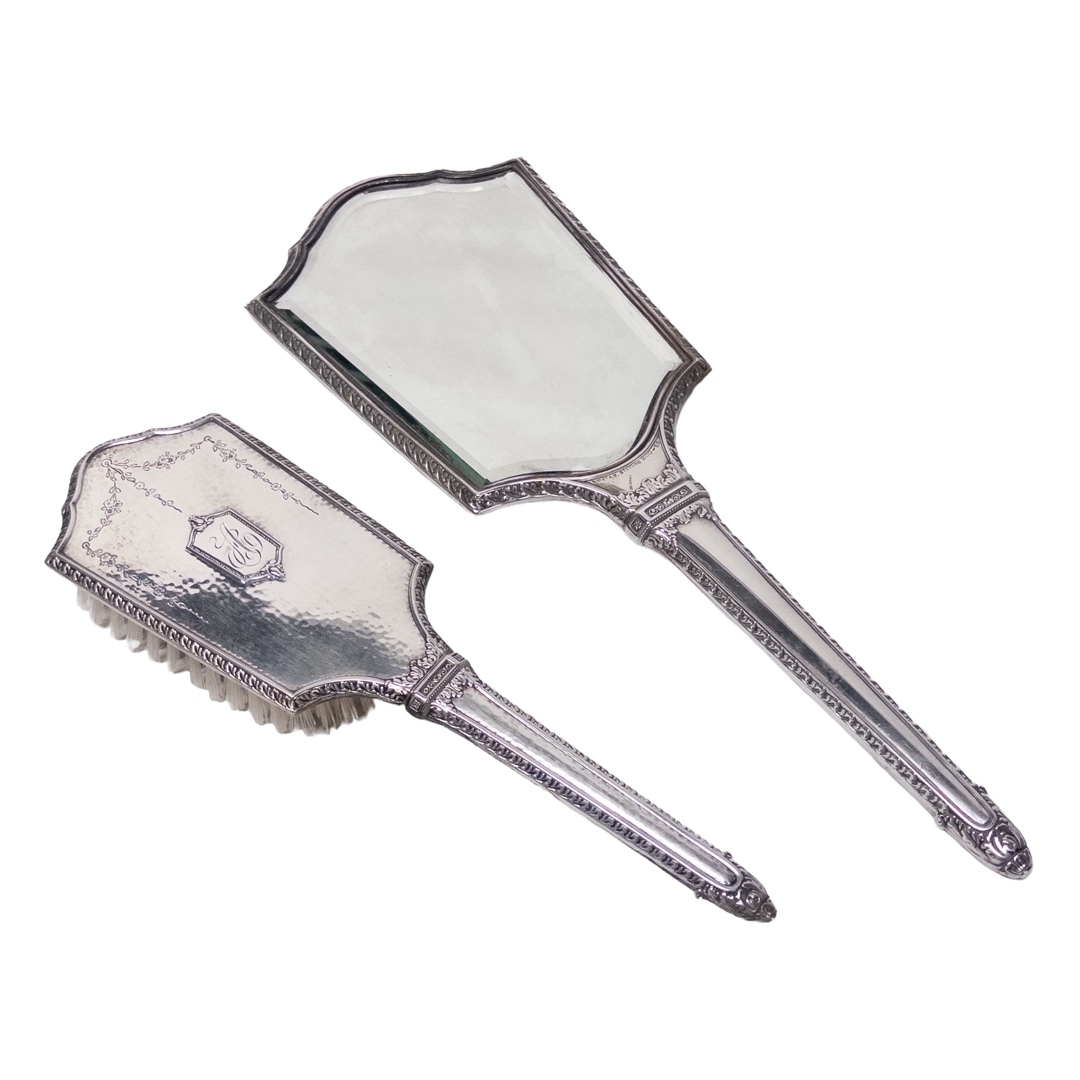 Sterling Silver Brush & Mirror Vanity Set