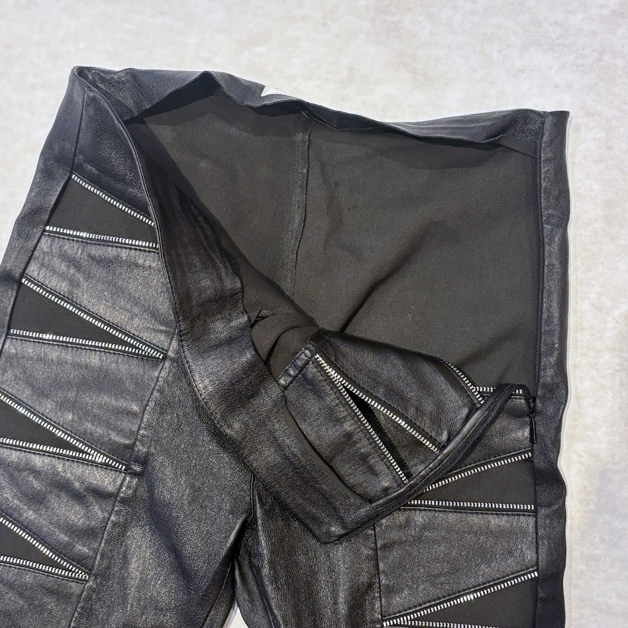 Saint Laurent Zig-Zag Zipper Leather Pants