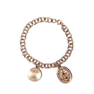 14K Gold Double Ring Charm Bracelet