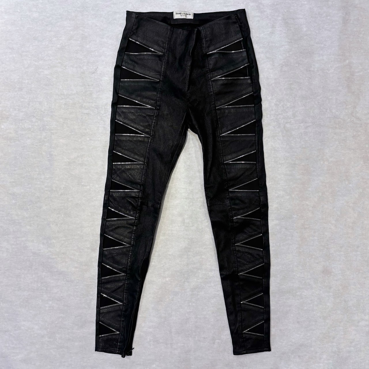 Saint Laurent Zig-Zag Zipper Leather Pants