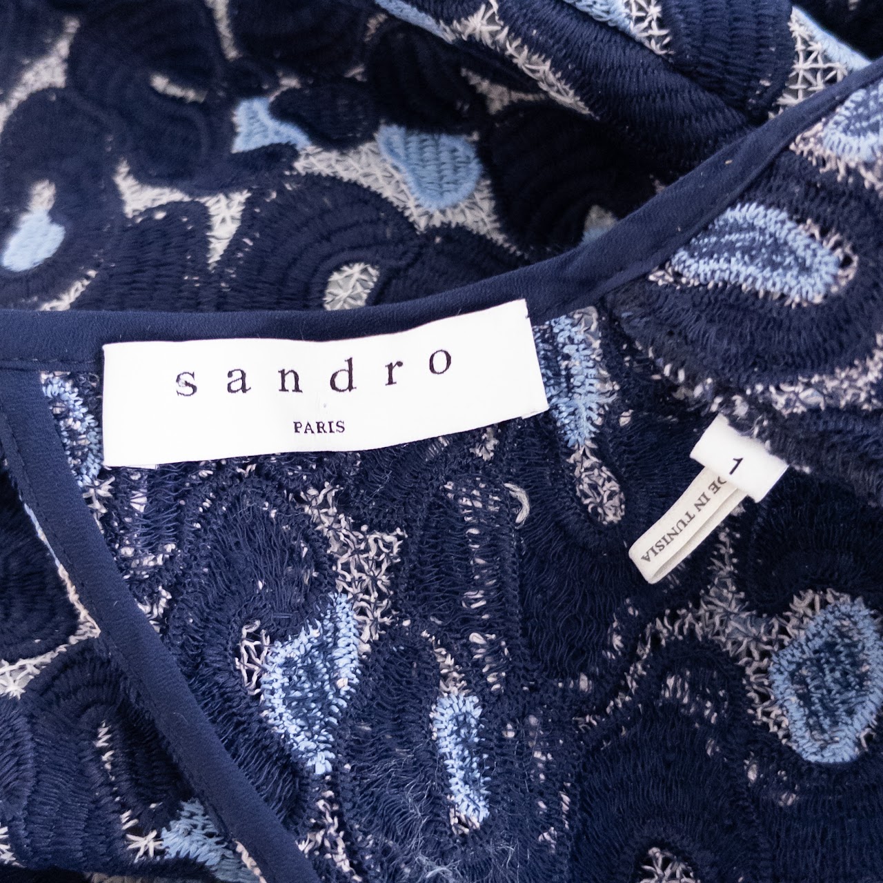 Sandro Embroidery and Lace Square Neck Dress