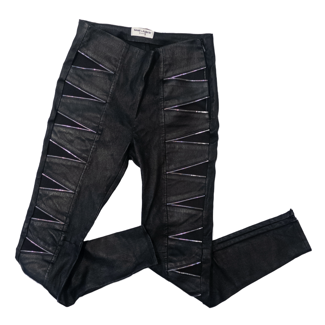 Saint Laurent Zig-Zag Zipper Leather Pants