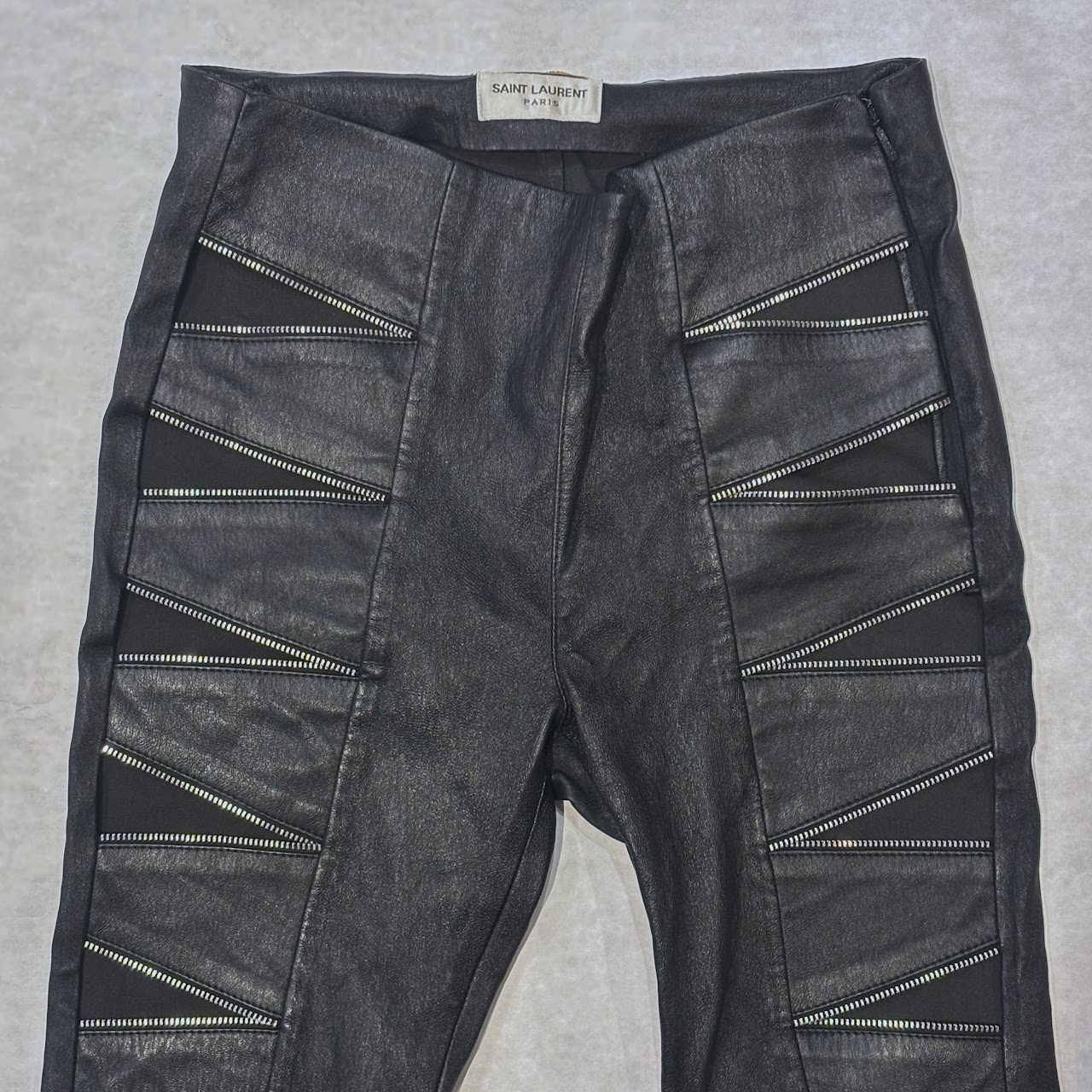 Saint Laurent Zig-Zag Zipper Leather Pants