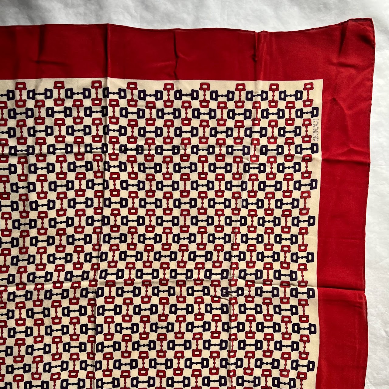 Gucci Vintage Silk Horsebit Scarf