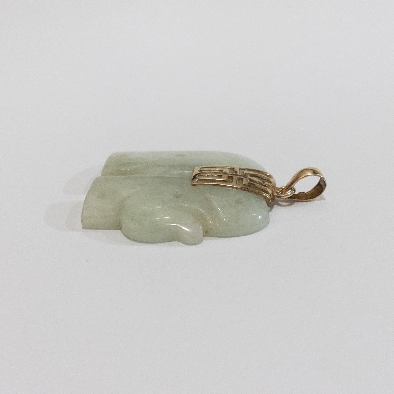 Jade & 10K Gold Elephant Pendant