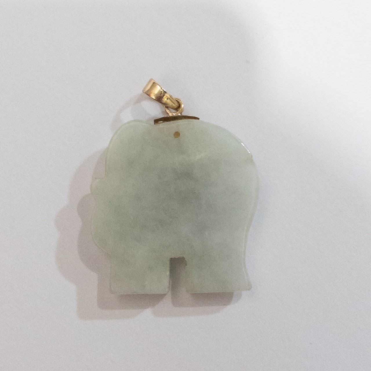 Jade & 10K Gold Elephant Pendant