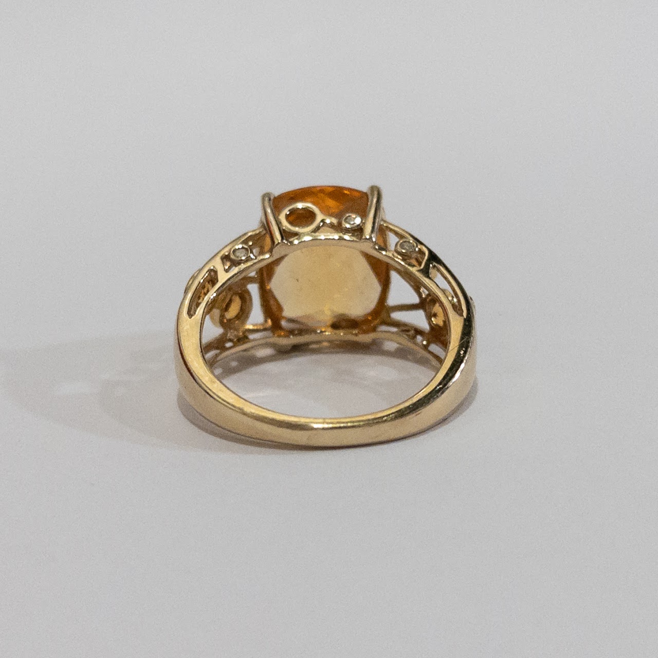 10K Gold, Diamond & Citrine Ring