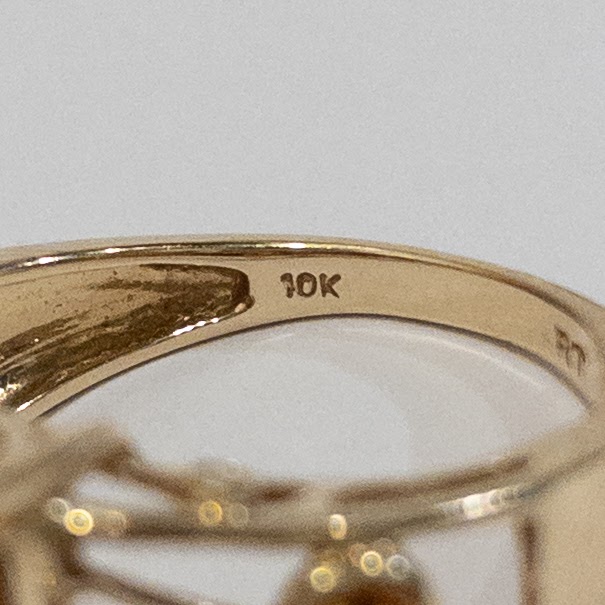 10K Gold, Diamond & Citrine Ring