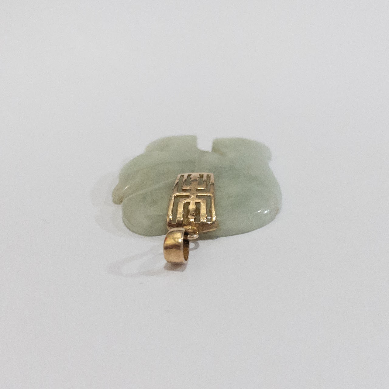 Jade & 10K Gold Elephant Pendant