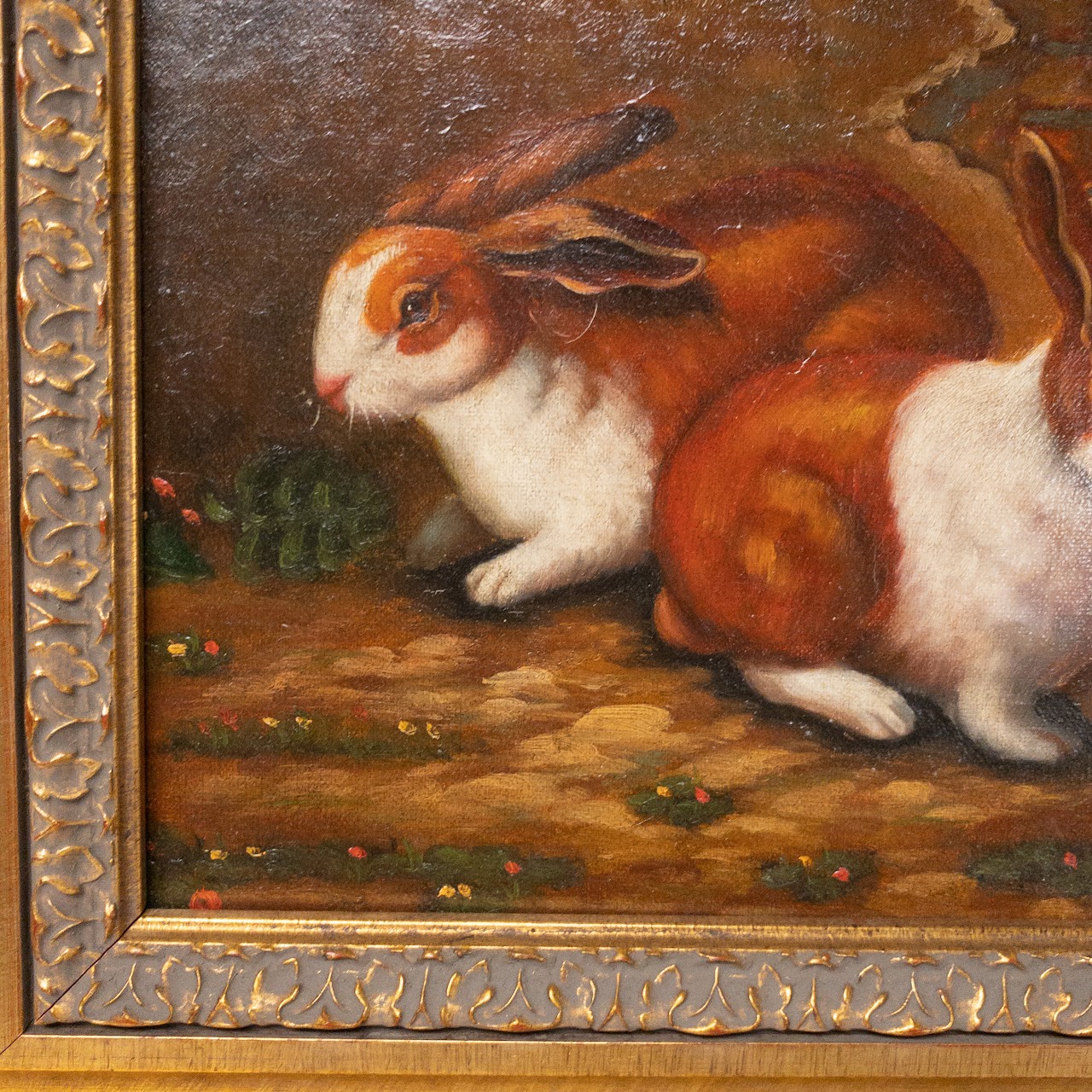 K. Richards Signed Bunny Oil Painting