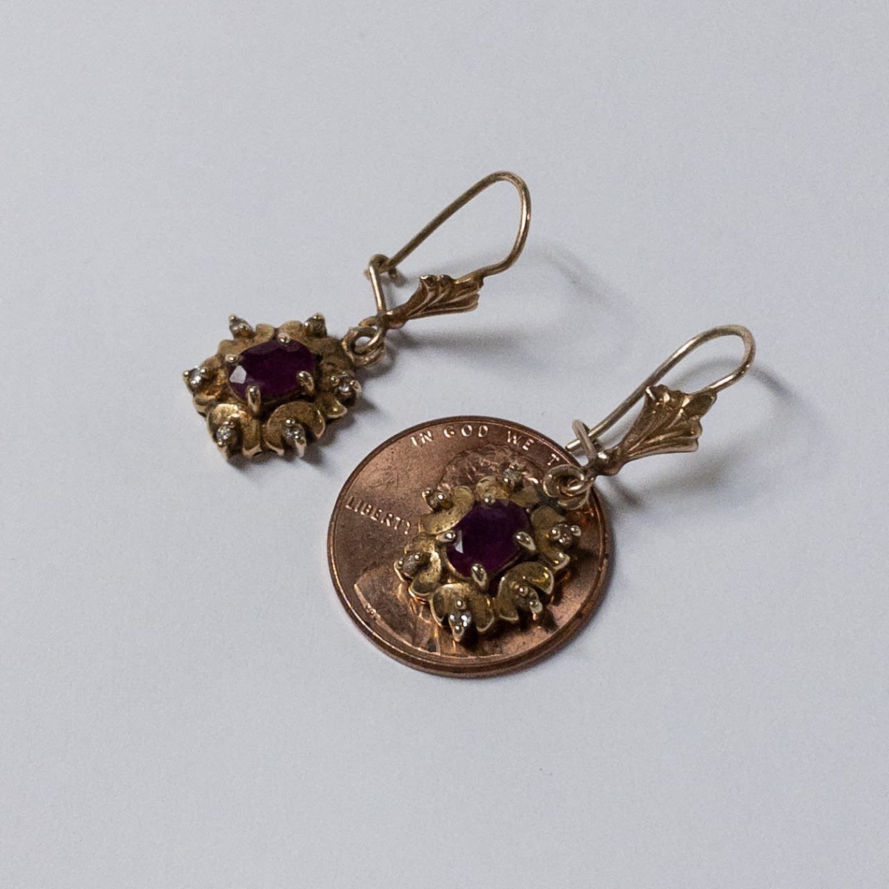 14K Gold & Garnet Dangle Earrings