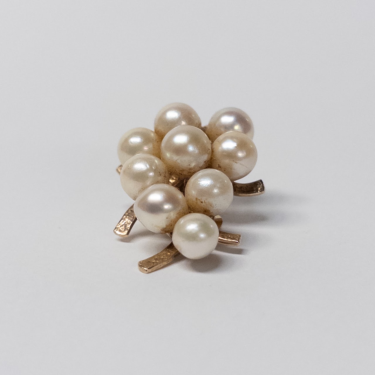 14K Gold Single  Ming's Jeweler Grape Bunch Pearl Clip Earring