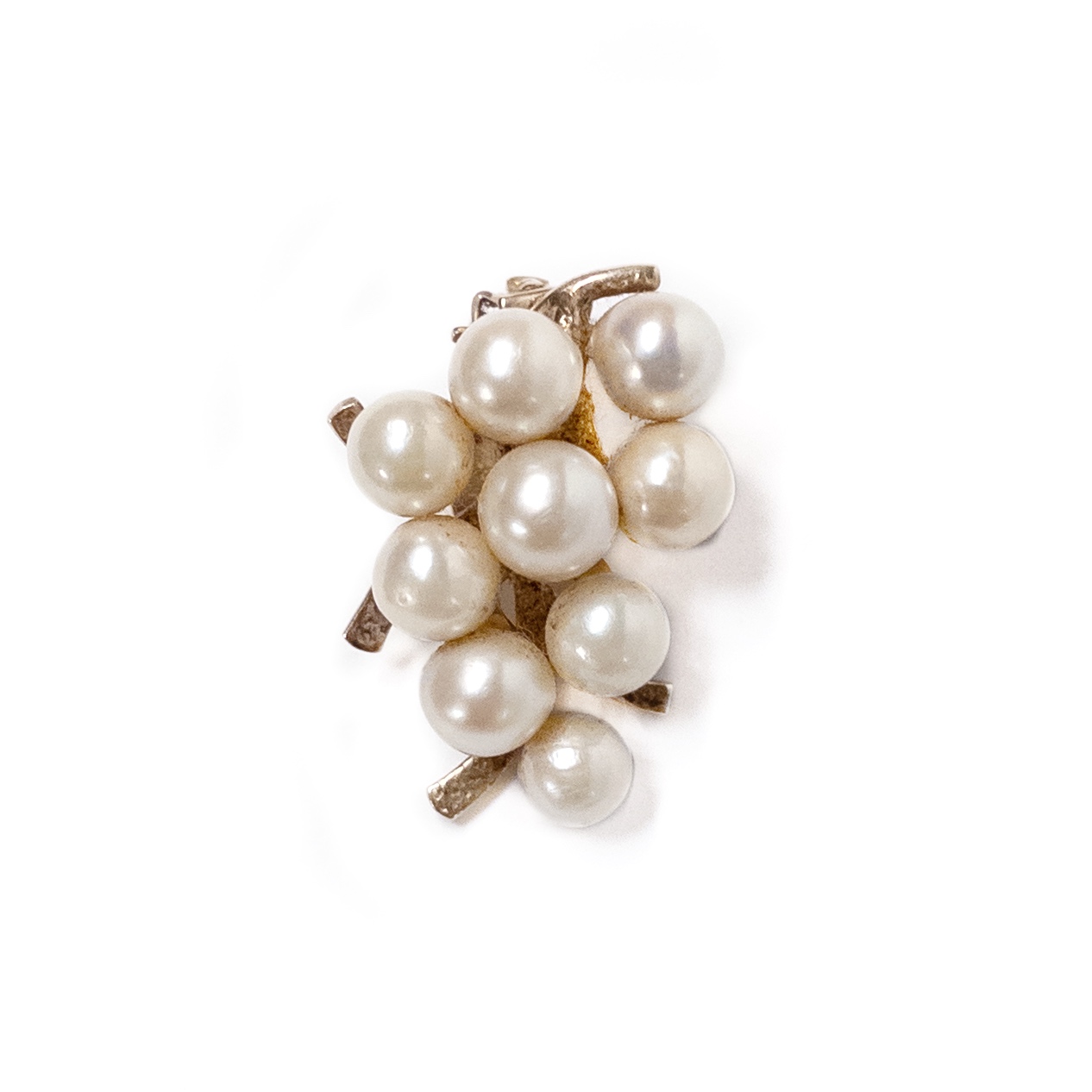 14K Gold Single  Ming's Jeweler Grape Bunch Pearl Clip Earring