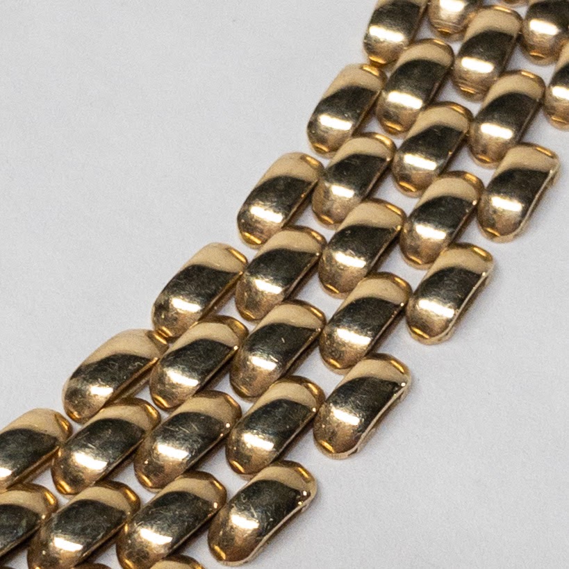 14K Gold Basketweave Link Necklace NEEDS REPAIR