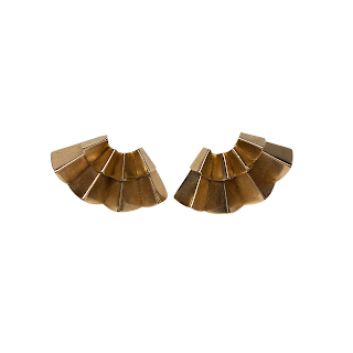 14K Gold Pleated Fan Earrings