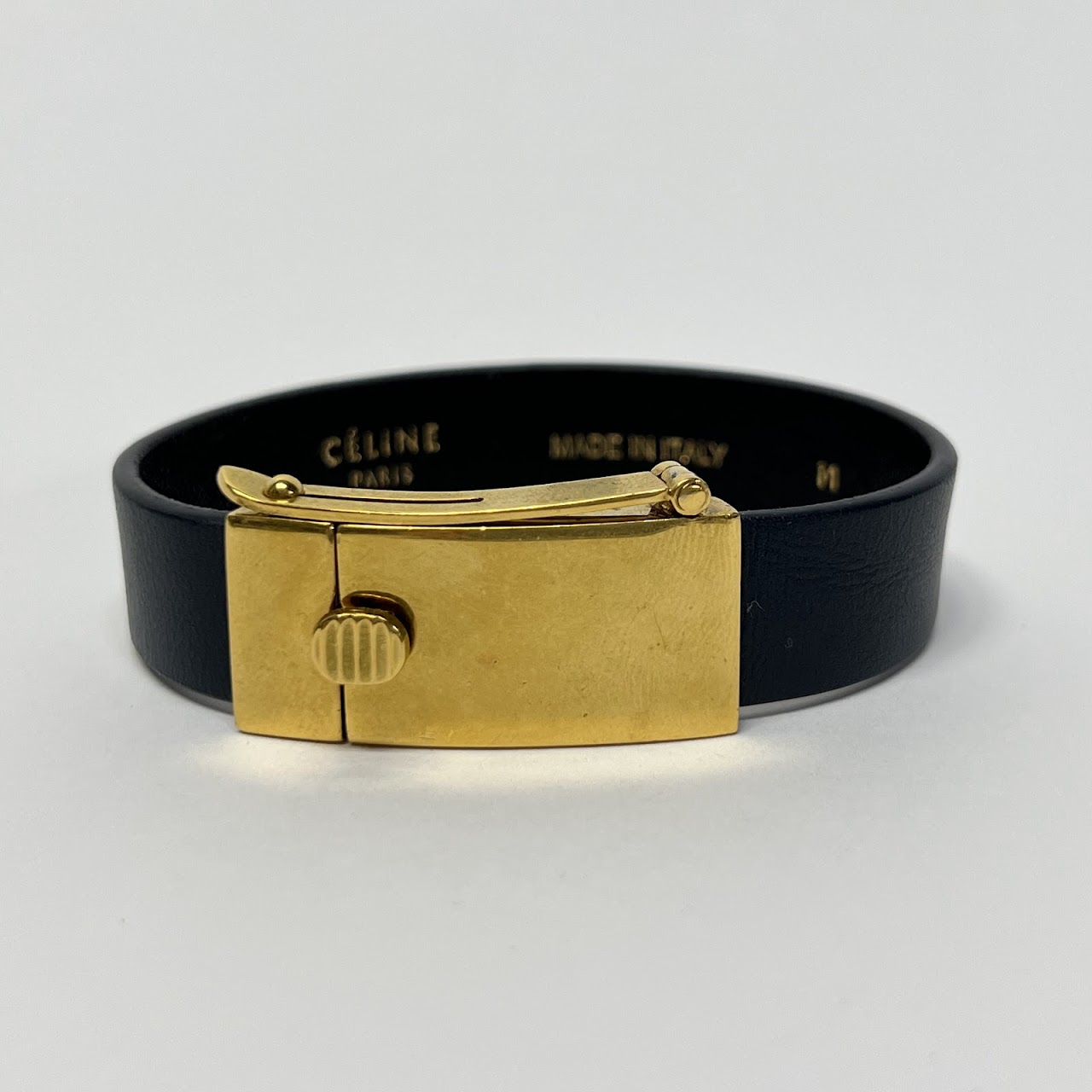Céline Navy Blue Leather Strap Bracelet