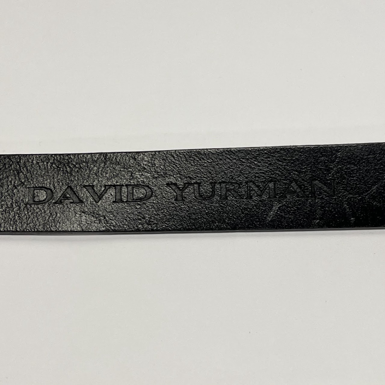 David Yurman Sterling Silver and Black Leather Waves Belt