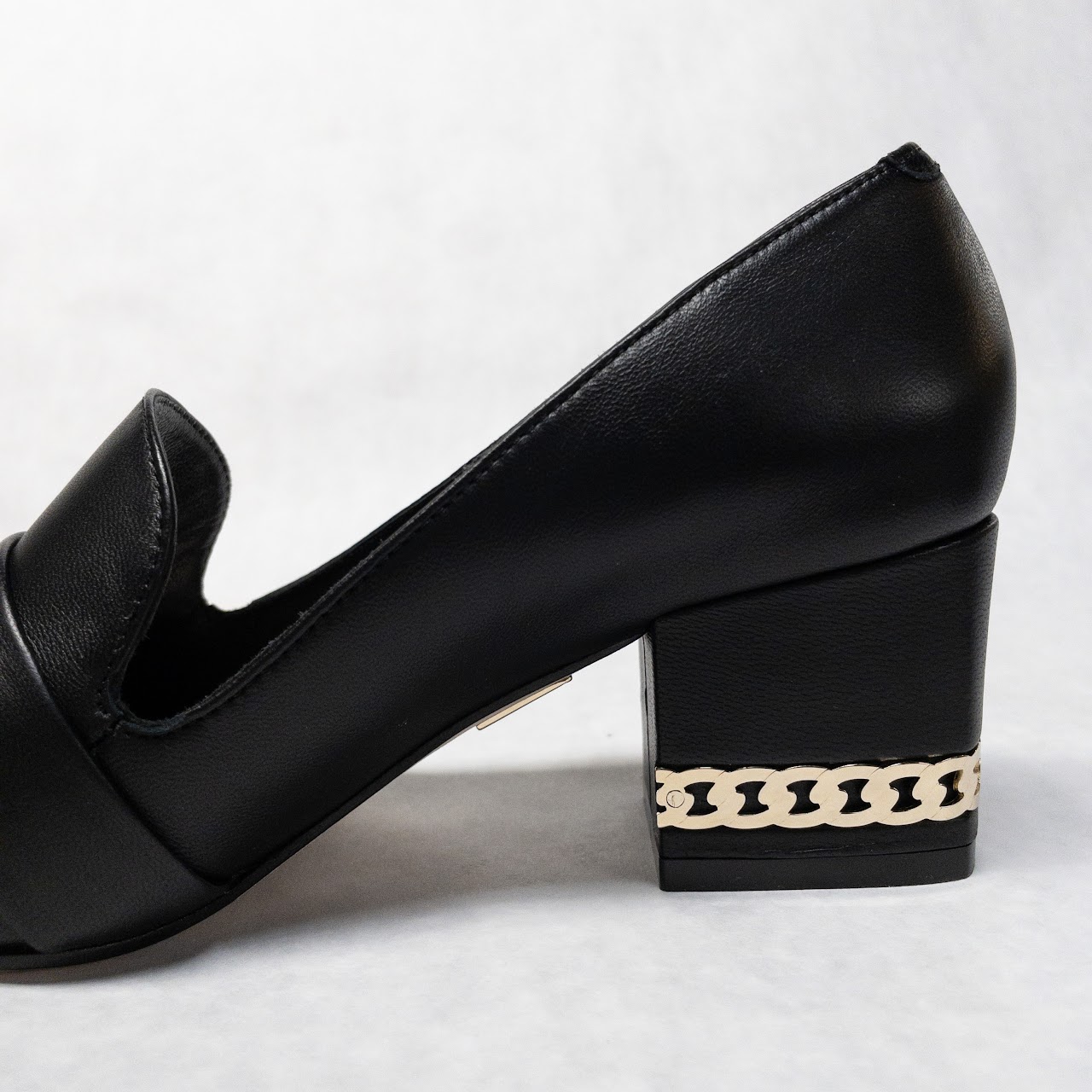 Tamara Mellon Black Leather Block Heel Pumps