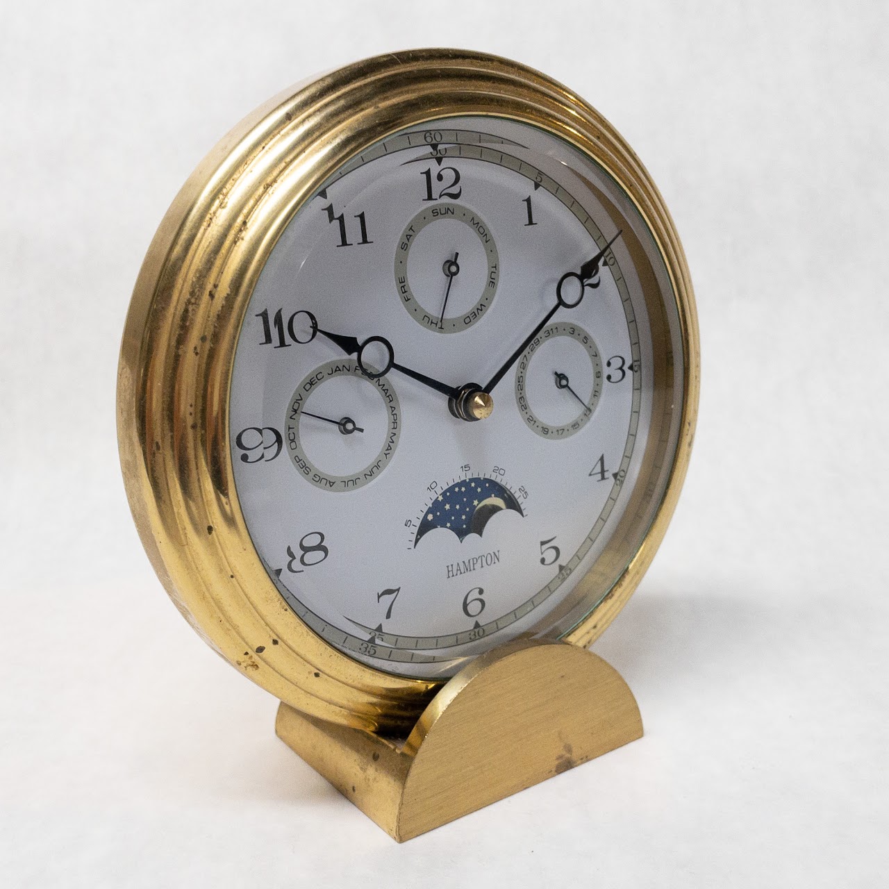 Hampton Round Brass Moonphase Clock