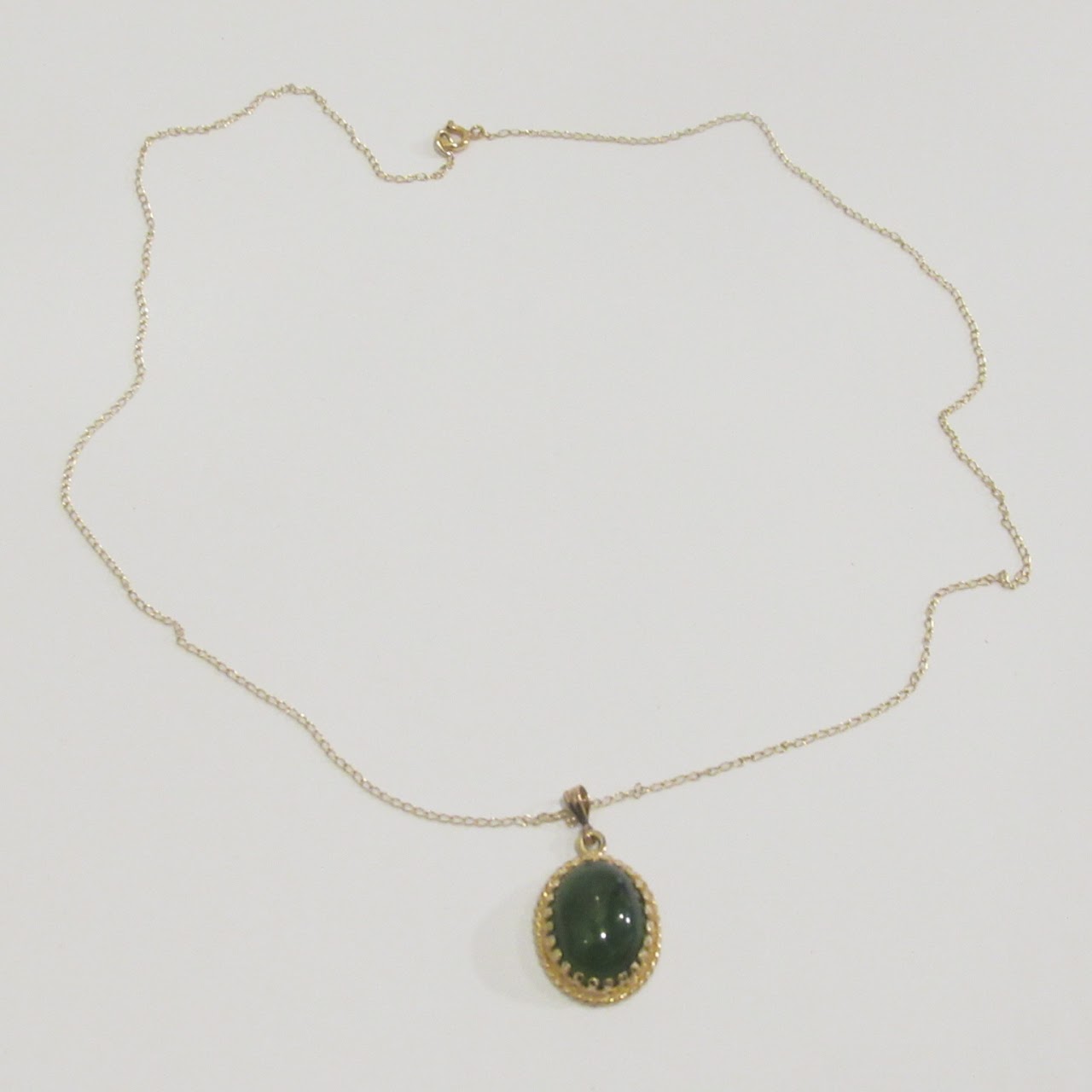 14K Gold and Jade Pendant Necklace